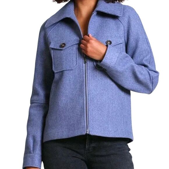 NWOT Avec Les Filles Light Blue Zip Jacket Utility Shacket Women Sz XS Anthro - Picture 11 of 12